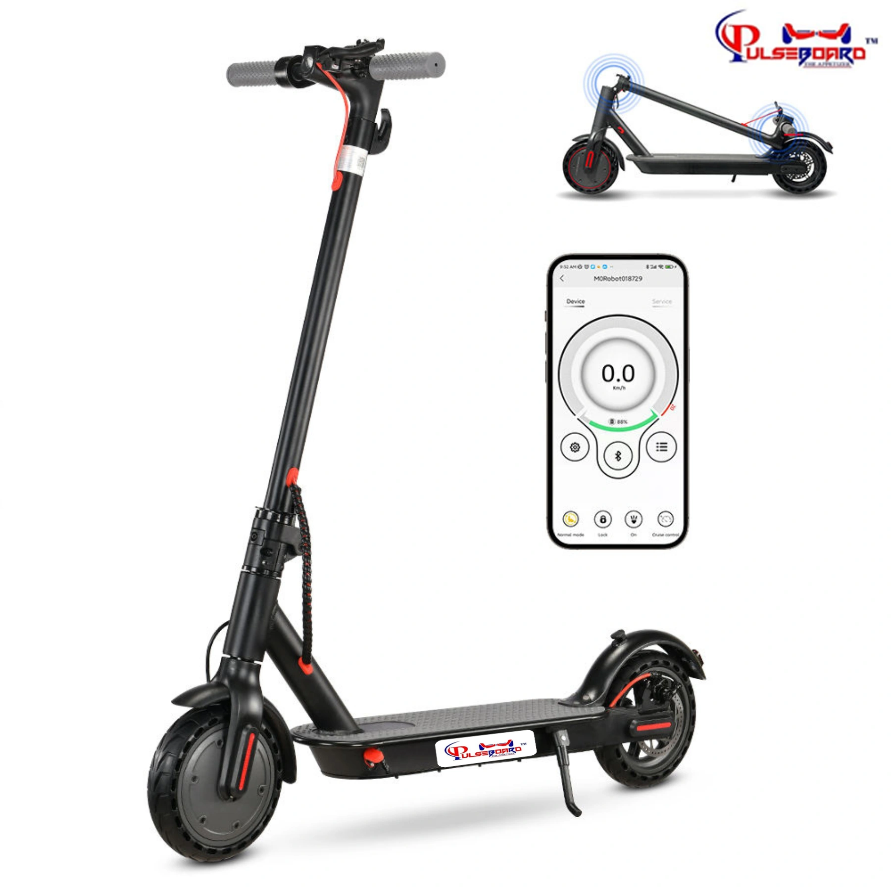 PX1 Pulseboard Foldable Electric Scooter | Best Foldable E Scooter for Adults in India for Daily Commutes (Black)