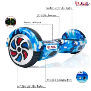 PB6+Blue Military Durable 6.5-inch Heavy Duty Hoverboard with Remote, Bag and Long Range Battery - Image 5