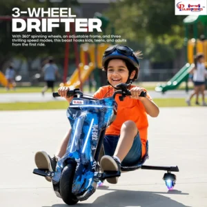 Pulseboard T9 3-Wheel Electric Drift Scooter with LED Lights & Bluetooth – 360° Drifter Ride for Kids & Adults ( Blue Color) - Image 7