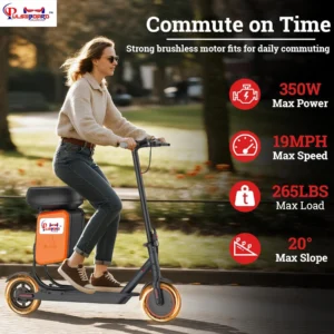 PX1 Pulseboard Foldable Electric Scooter with Seat – Best Lightweight White Electric Scooter for Adults (Black) - Image 4