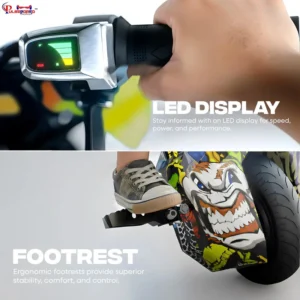 Pulseboard T9 3-Wheel Electric Drift Scooter with LED Lights & Bluetooth – 360° Drifter Ride for Kids & Adults (Extreme Ed-Hardy Color) - Image 4